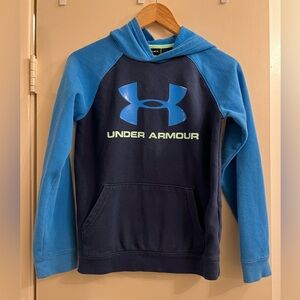 Under Armour Youth Large Hoodie Pullover Blue Sweatshirt (10-12) Colorblock Cold